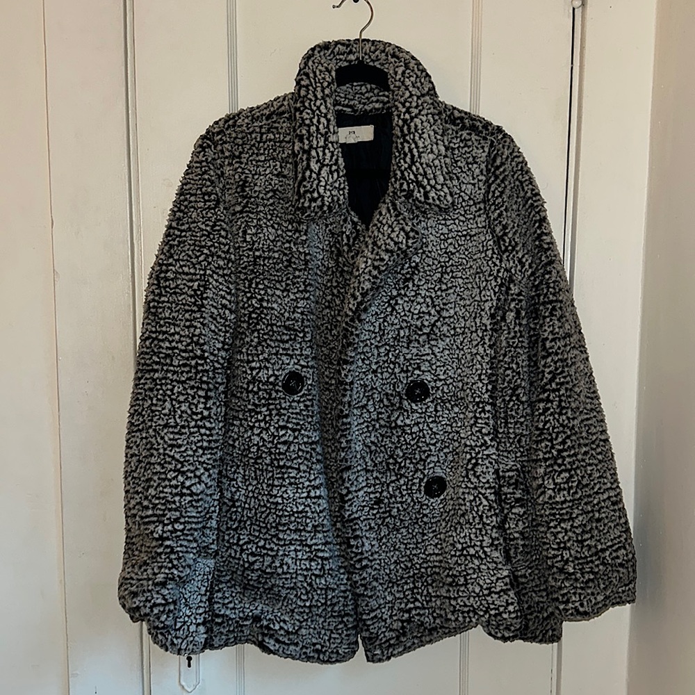 Thread & Supply | Dark Black Sherpa Teddy Peacoat